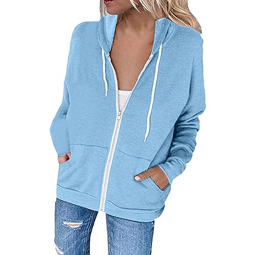 unilarinna Damen Kapuzenjacke Kapuzenpullover Vintage Oversize Sweatjacke Sweatshirt College Jacke Übergangsjacke Zip Hoodie Hoody mit Kapuze von unilarinna