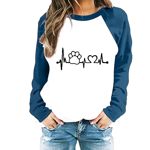 Damen Kuschelige 3D Hundemotiv Damen Sweatshirt Rundhals Pullover Oberteile Shirts Tops von unilarinna