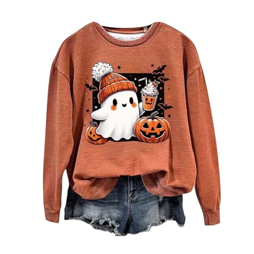 unilarinna Halloween Kürbis Sweatshirts Frauen Lustige Geist Grafik Sweatshirt Spooky Season Party Pullover Sweater Herbst Pullover Top Halloween Druck Karneval Oberteil von unilarinna