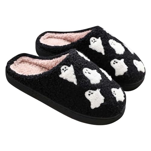 unilarinna Halloween Weihnachten Hausschuhe Urlaub Slipper Haus Schuhe Home Slipper für Frauen Fuzzy Outdoor Indoor Schlafzimmer Hausschuhe Halloween Kürbis Hausschuhe Hausschuhe für Damen und Herren von unilarinna