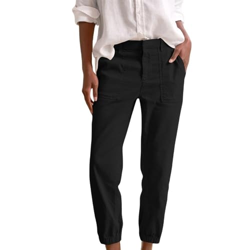unilarinna Hosen Damen Weite Bein Palazzo Hose Causal Locker High Waist Hose Stoffhose mit Tasche Elegant Stretch Anzughose Freizeithose Einfarbig Jogginghose Lässige Sporthose Cropped-Hose von unilarinna