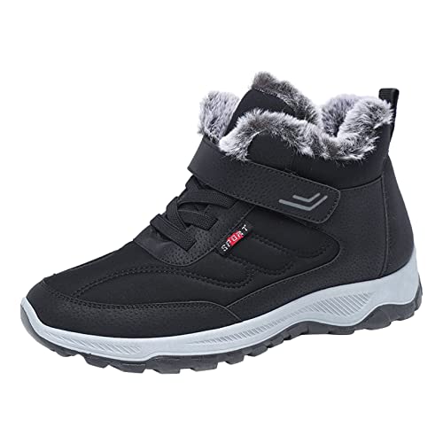 unilarinna Männer Schuhe Winter Plüsch gepolstert Paar Wanderschuhe Schäkel Mode Schnee Stiefel mit Fleece verdickt Klettverschluss Warmhalten Schneestiefel Große Größen Wanderschuhe von unilarinna