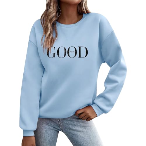 unilarinna Pullover Damen Sweatshirt Briefe Drucken Langarm Rundhals Pulli Ohne Kapuze Herbst Winter Frauen Buchstaben Druck Locker Casual Oberteil Sport Streetwear Sweatshirts Bluse Tops von unilarinna