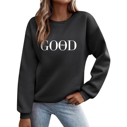 unilarinna Pullover Damen Sweatshirt Briefe Drucken Langarm Rundhals Pulli Ohne Kapuze Herbst Winter Frauen Buchstaben Druck Locker Casual Oberteil Sport Streetwear Sweatshirts Bluse Tops von unilarinna
