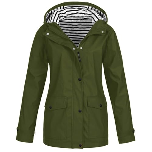 unilarinna Regenjacke Damen Wasserdicht Winddichter Atmungsaktiv Regenmantel Regenparka mit Kapuze Leichte Dünne Windbreaker Übergangsjacke Große Größen Windjacke Trenchcoat Wandern Sommerjacke S-5XL von unilarinna