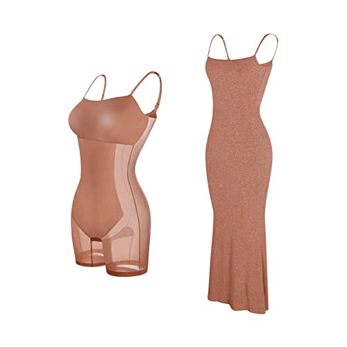 unilarinna Shaper Dress Bodycon Maxi/Mini Built in Shapewear Bra 8 in 1 Frauen Lounge ärmellos rückenfrei Kleider von unilarinna