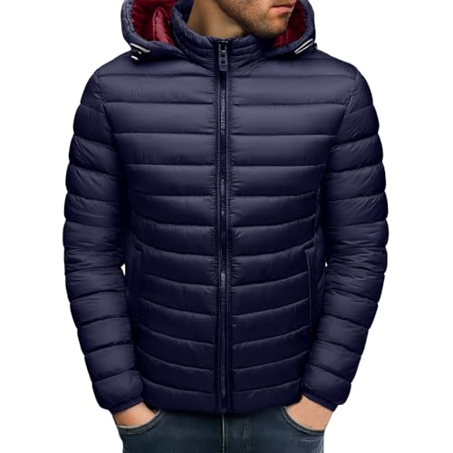 unilarinna Steppjacke Herren Winter Daunenjacke Thermo Dicke Winterjacke Warmer Schwergewicht Jacket mit Kapuze Langarm Herrenjacke Classic Einfarbige Mantel Fashion Bequeme Kapuzenjacke S-3XL von unilarinna