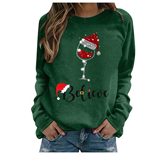 unilarinna Weihnachtspullover Damen Led Christmas 2022 Pullover Weihnachtspullover Bequem Blusentops Print Weihnachtspulli Frühling und Herbst Pulli Große Größen Sweatshirt Langärmlige Sweater von unilarinna