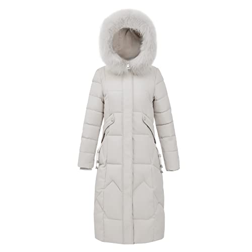 unilarinna Winterjacke Damen Warmer Steppmantel mit fellkapuze und abnehmbarem Kunstfell-Kragen Daunenjacke Puffer Jacke Steppjacke Gepolsterte Daunenmante Langärmelige Steppmantel von unilarinna
