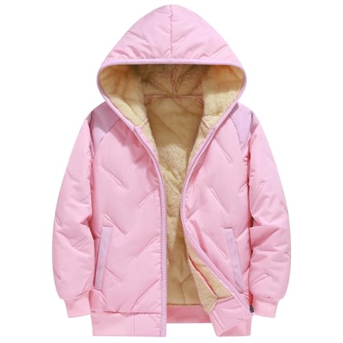 unilarinna Winterjacke Mädchen Daunenjacke Winter Thermal Gefüttert Wintermantel Kinder Dicke Steppjacke Lange Winddicht Kapuzenjacke Outdoor Puffer Jacket Niedliche Einfarbig Daunenmantel 2-14 Jahre von unilarinna