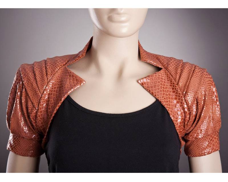 Leder Schwarz Bolero, 2 Farben Designer Custom Imitieren Bolero Aus Senf, Senf-Jacke, Steampunk Vegan von uniquastudio