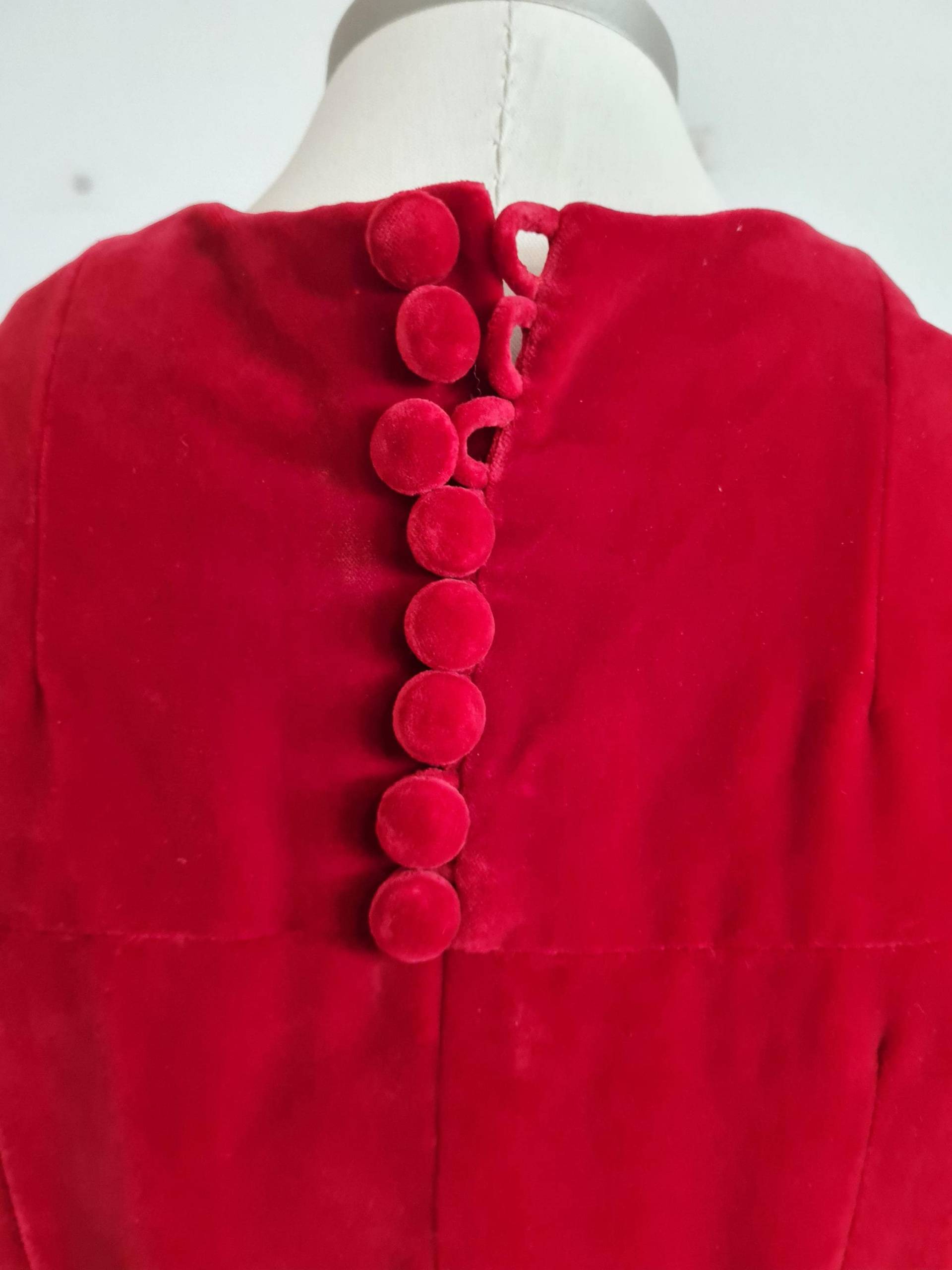 Gr 36 Vintage Samtkleid Rot Hochwertig Festlich von uniqueMG