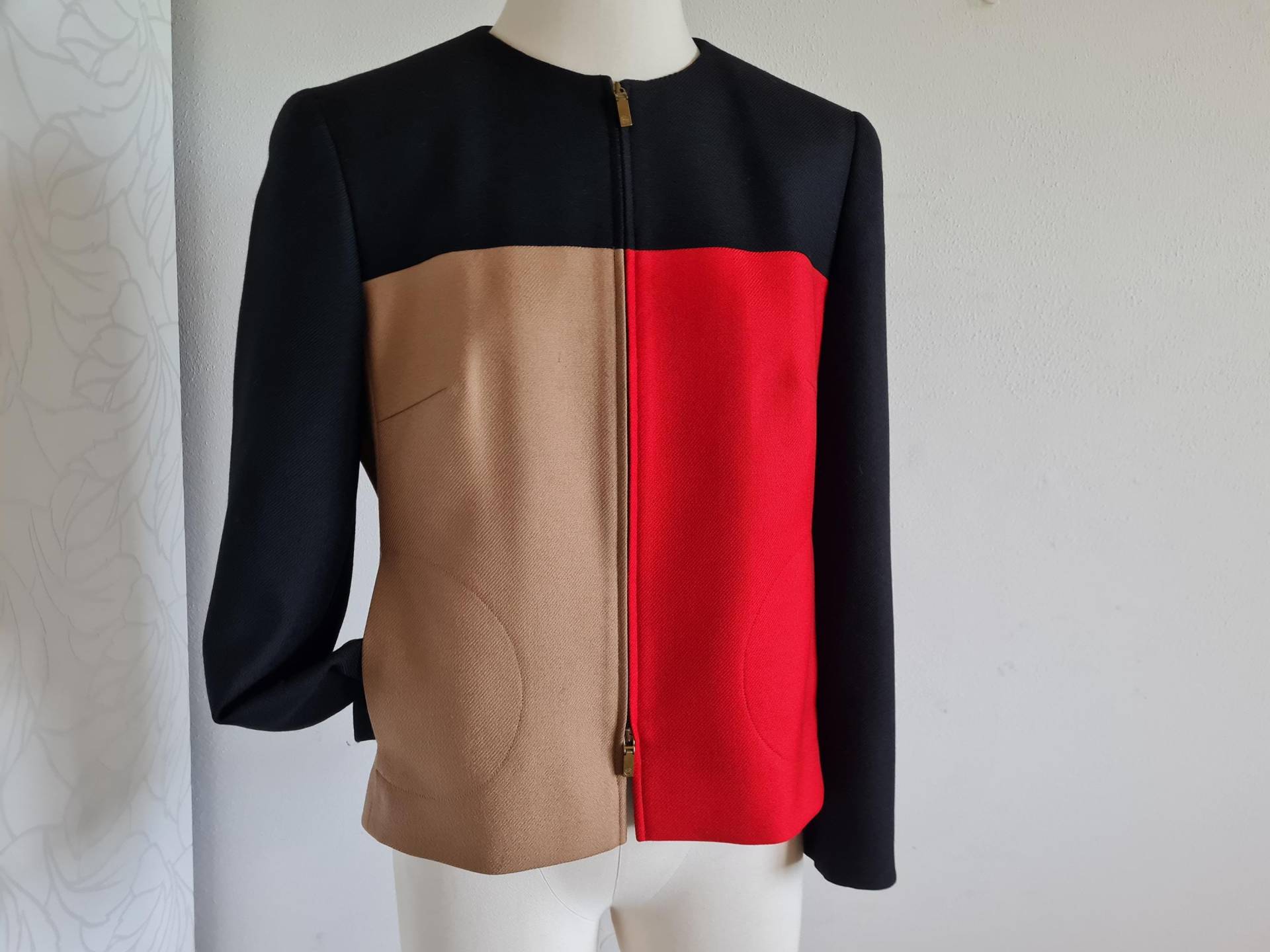 Gr. 38-40 Louis Feraud Vintagejacke Kaschmir Wolle Colorblocking von uniqueMG