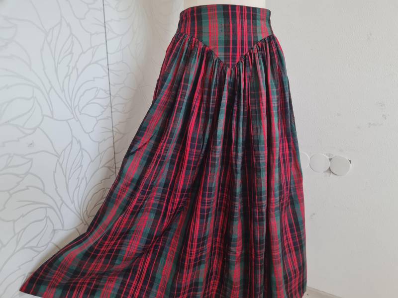 Gr. 38 Vintagerock Seide Kariert Landhausmode von uniqueMG