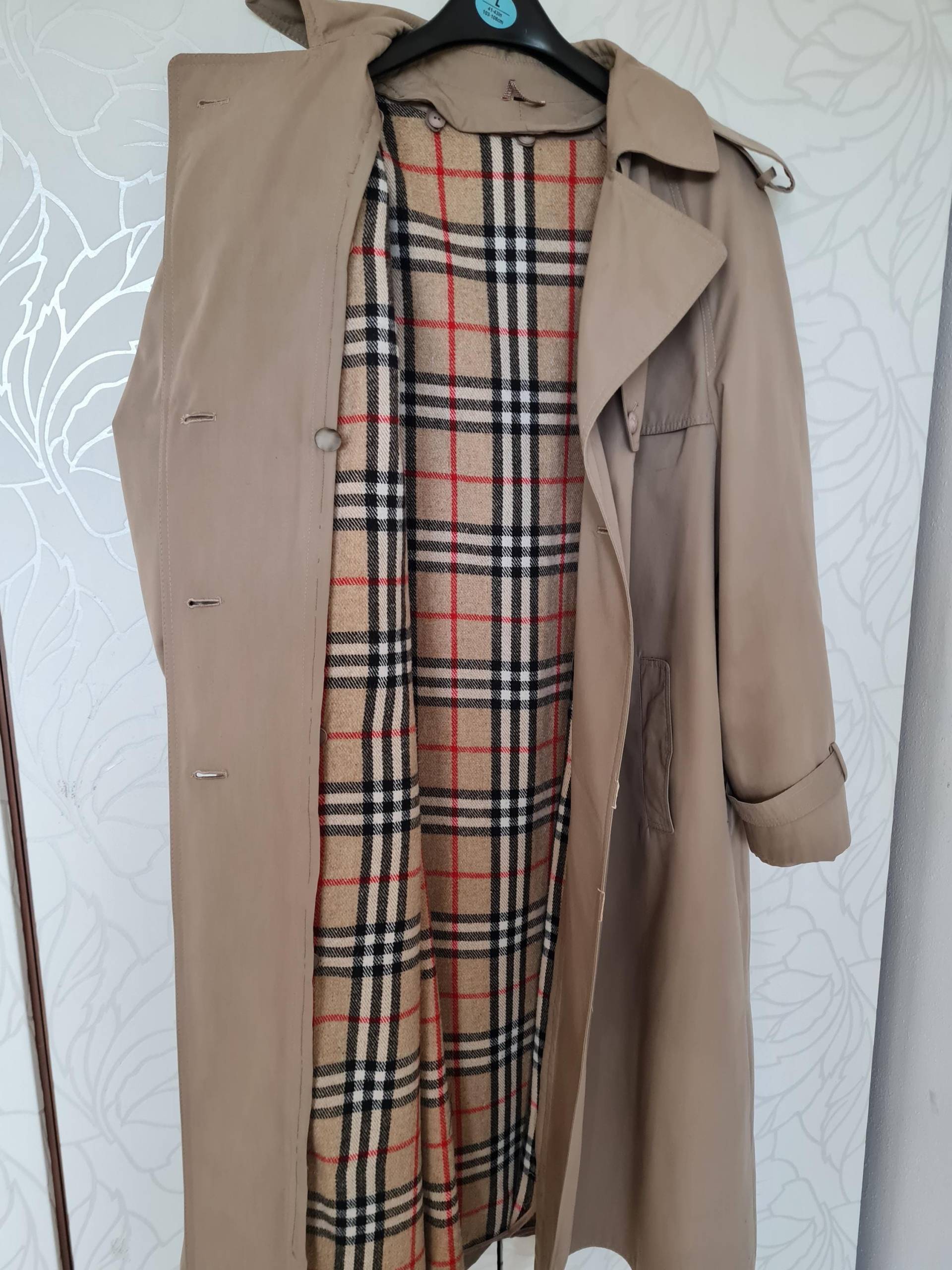 Gr. 42-44 Vintagemantel Trench Winterfutter 80Er Kariert von uniqueMG