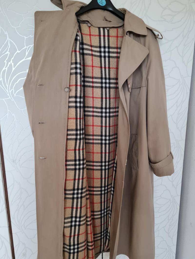 Gr. 42-44 Vintagemantel Trench Winterfutter 80Er Kariert von uniqueMG