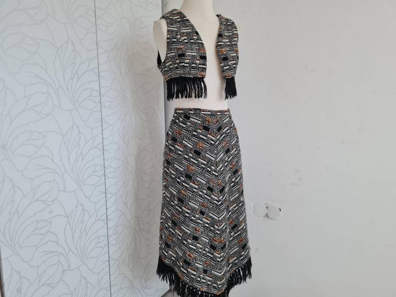 Gr.34-36 Vintageset 70Er Jahre Fransen Wolle von uniqueMG