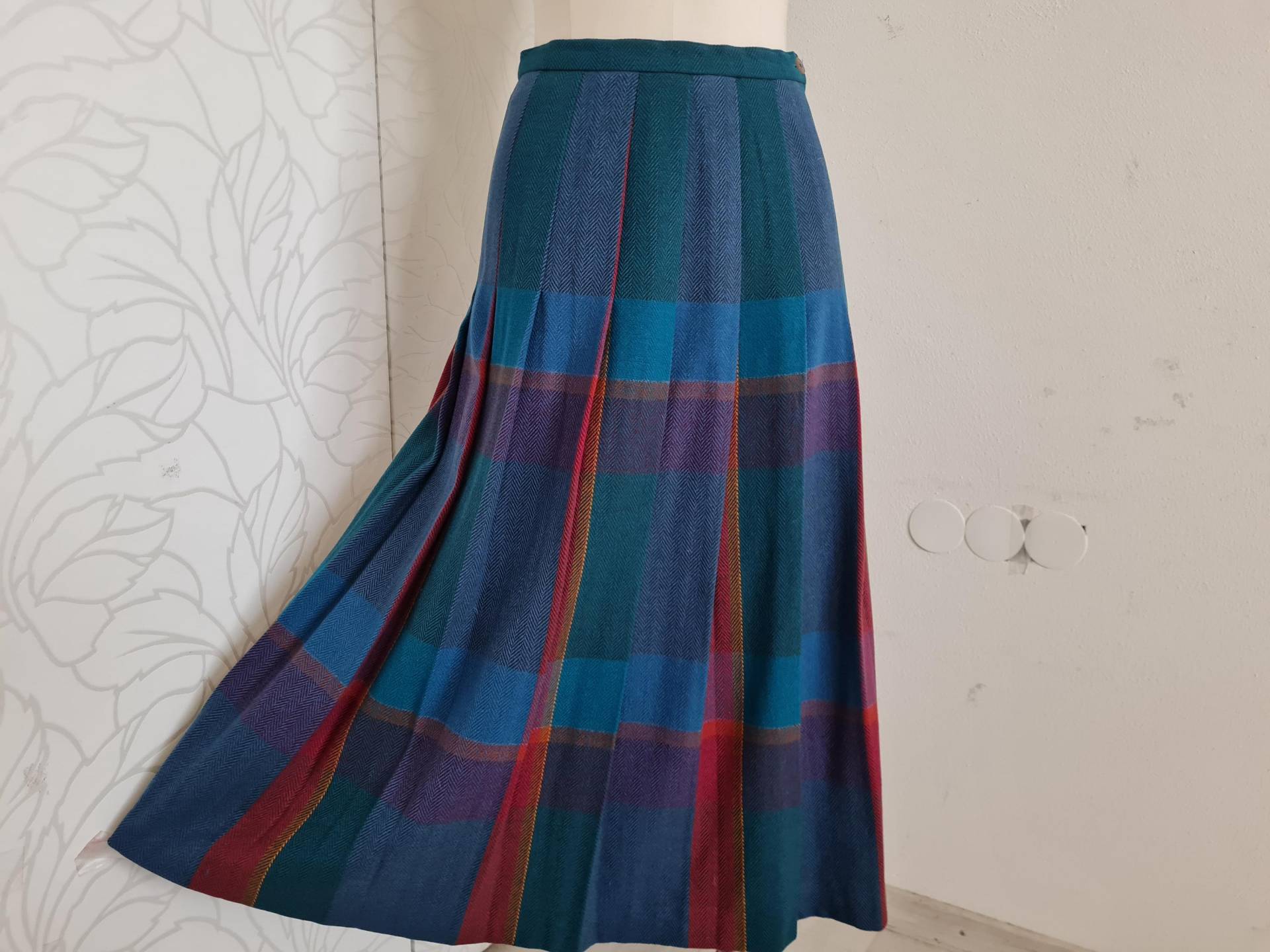 Gr.36-38 Vintage Falterock Wollrock Kariert von uniqueMG