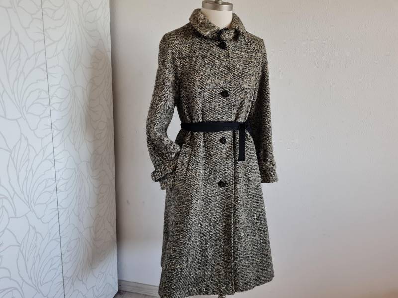 Gr.36 Vintagemantel Wolle/Viskose 70Er 80Er Hell/Dunkelgrün/Beige von uniqueMG