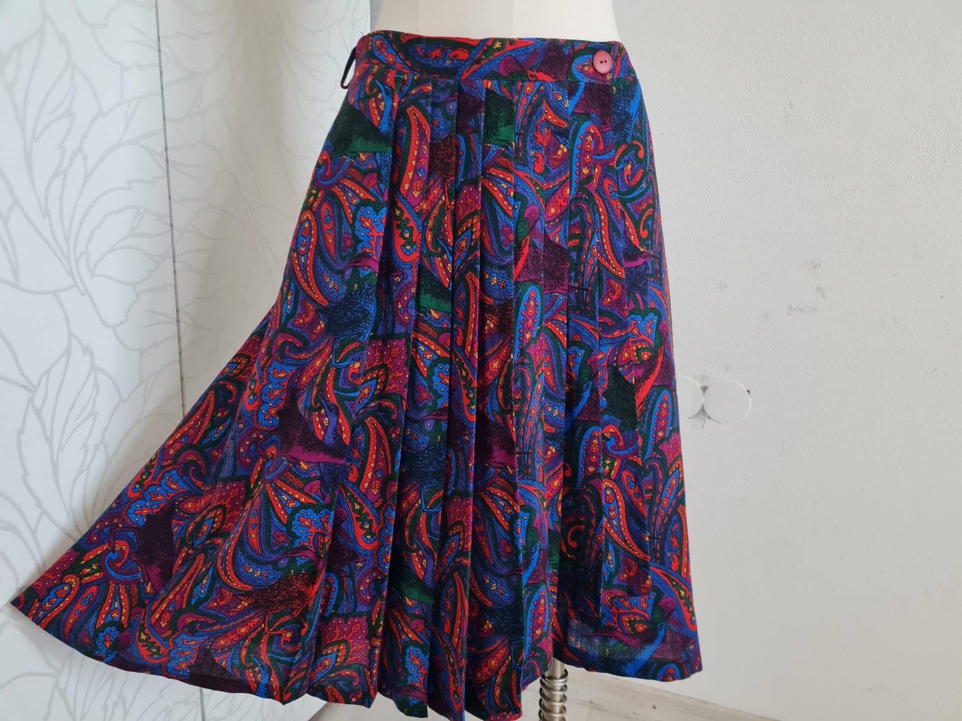 Gr.40-42 Vintage Wickelrock Faltenrock Wolle von uniqueMG