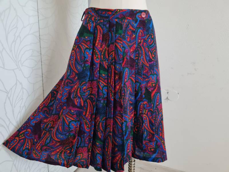 Gr.40-42 Vintage Wickelrock Faltenrock Wolle von uniqueMG