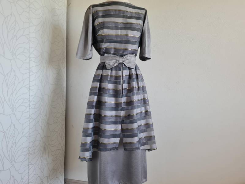 Gr.40-42 Vintagekleid Grau Gestreift von uniqueMG