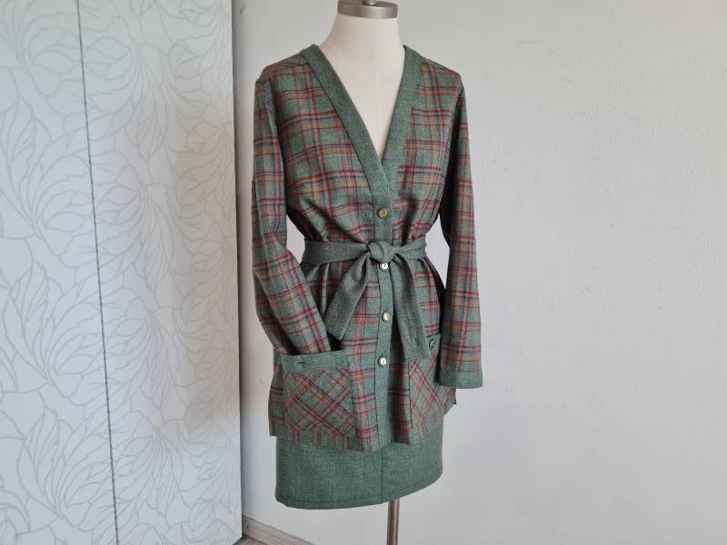 Gr.40 Frankenwälder 80Er Vintagekostüm Kariert Wolle Grün von uniqueMG