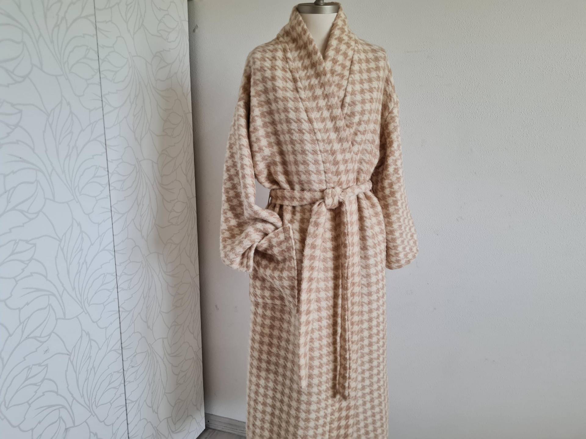 Gr.40 Handmade Wintermantel Hahnentritt Braun Beige von uniqueMG