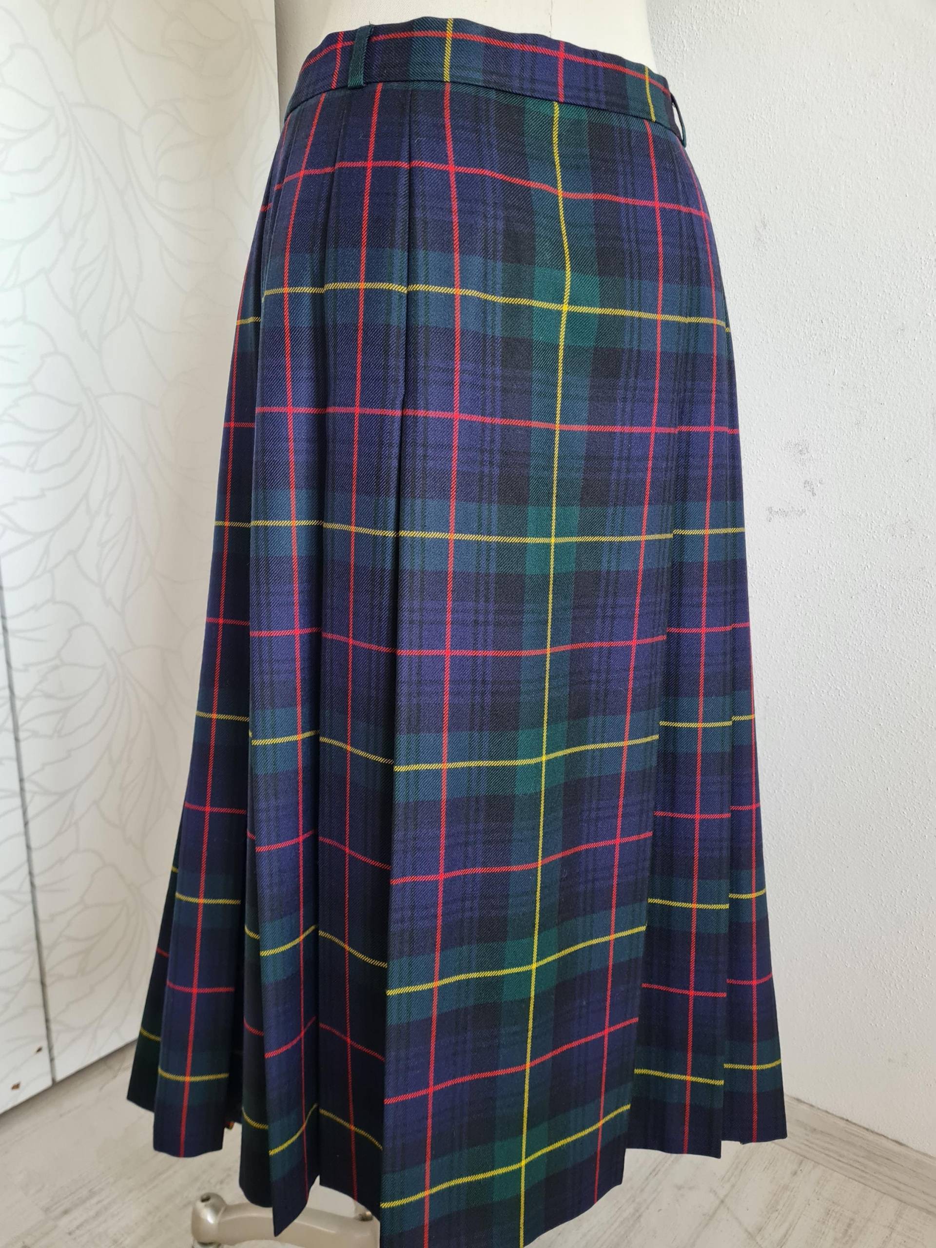 Gr.42-44 Vintage Faltenrock Tartan von uniqueMG