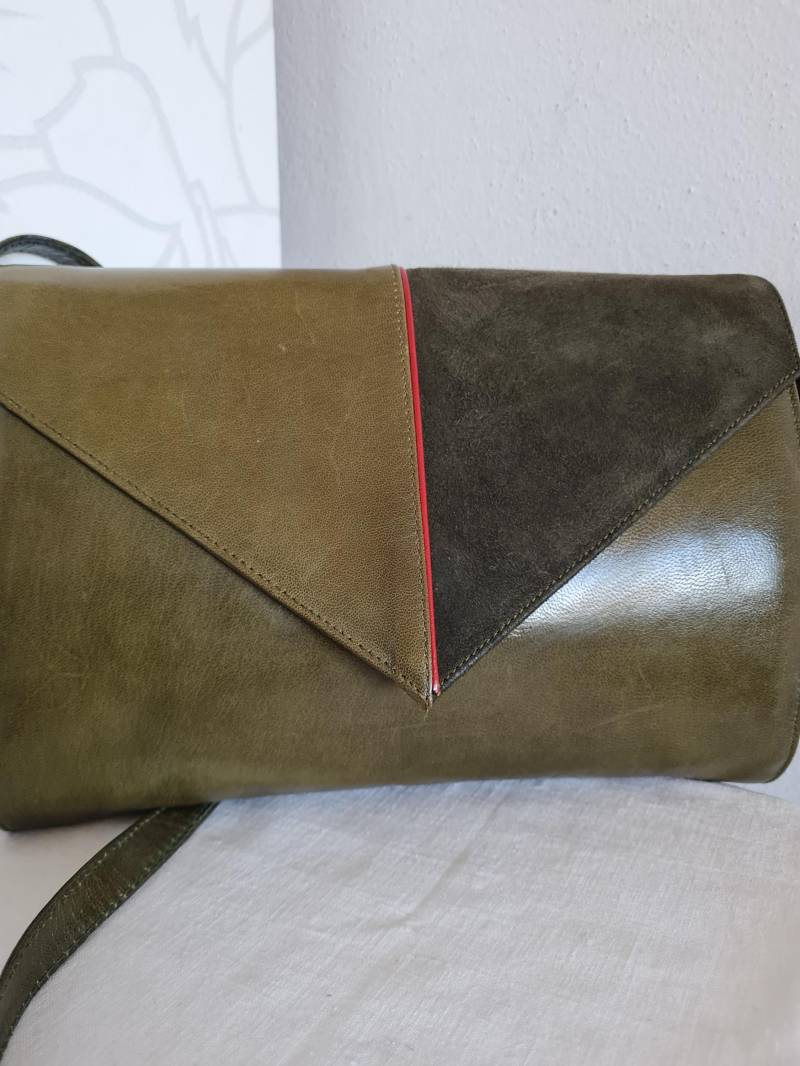 Vintage Ledertasche Grün 80Er Jahre von uniqueMG