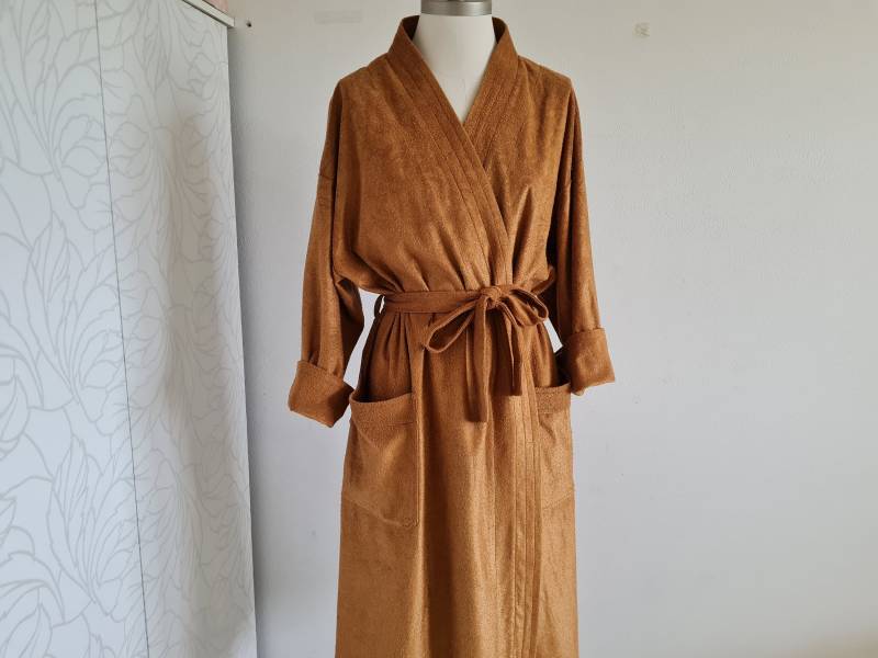 Vintage Morgenmantel Goldbraun 80Er Kimonomantel von uniqueMG