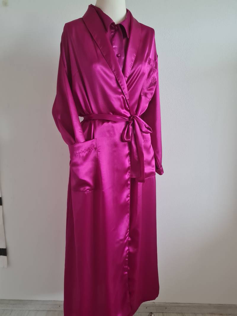 Vintage Set Morgenmantel+Schlafhemd 90Er Magenta von uniqueMG