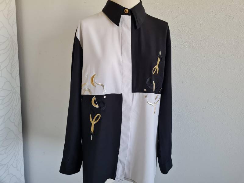 Vintagehemd 80Er Gr.46 Schwarz Weiß von uniqueMG