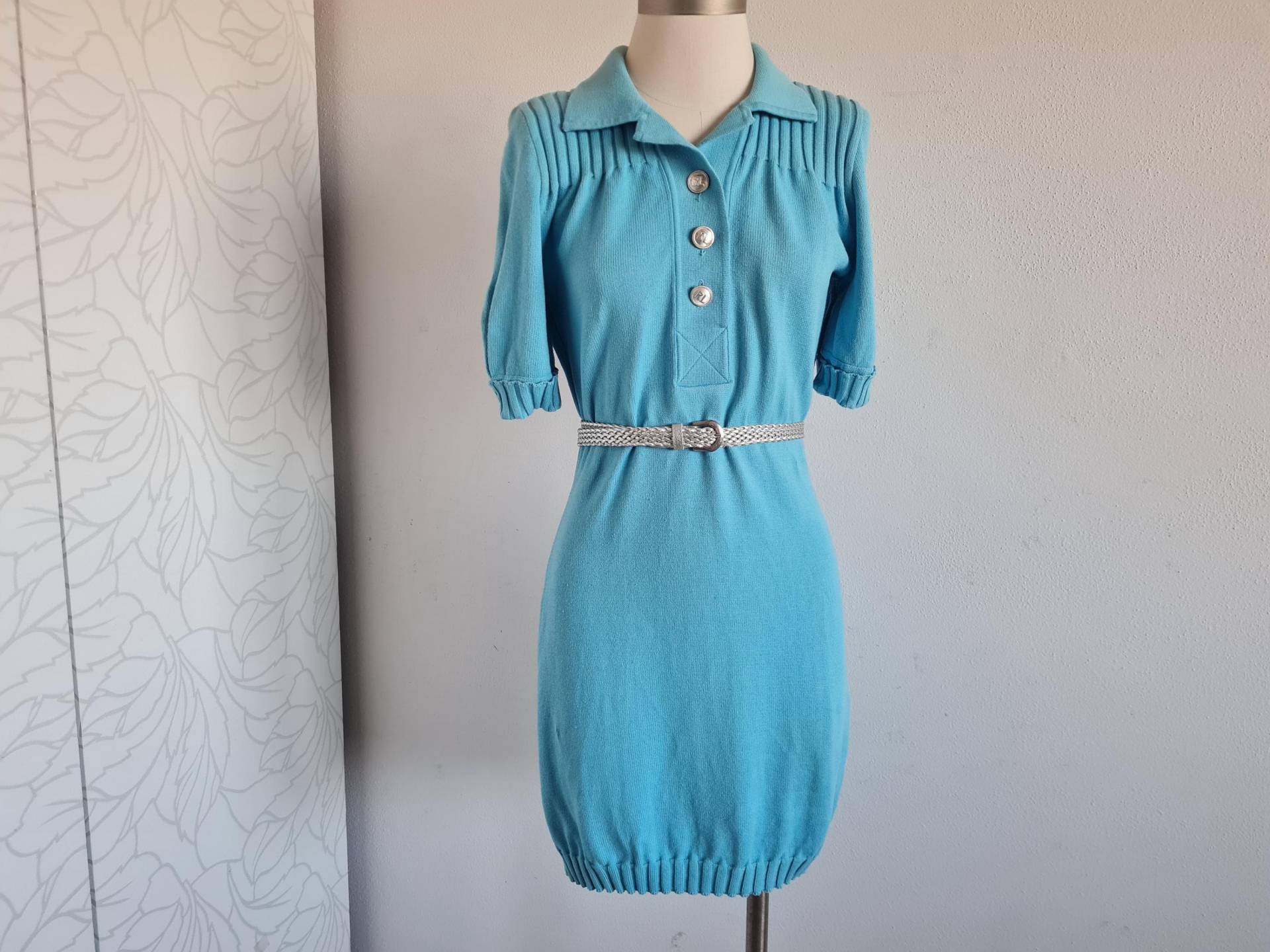 Vintagekleid Minikleid Strick Blau Vintagekleid Minikleid Strick Blau von uniqueMG