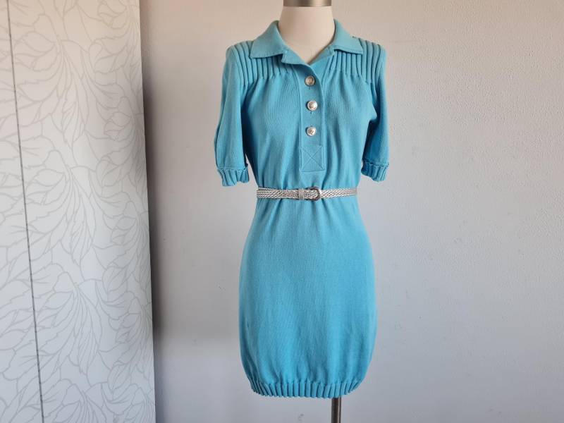 Vintagekleid Minikleid Strick Blau Vintagekleid Minikleid Strick Blau von uniqueMG