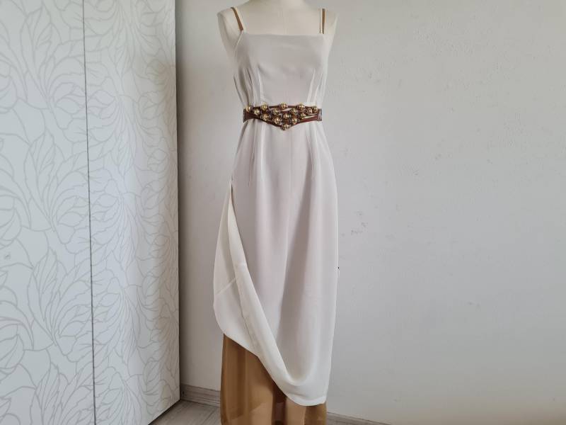 Vintagekleid Trägerkleid Braun/Creme Sommerkleid Zweilaggig Cappuccino/Creme von uniqueMG