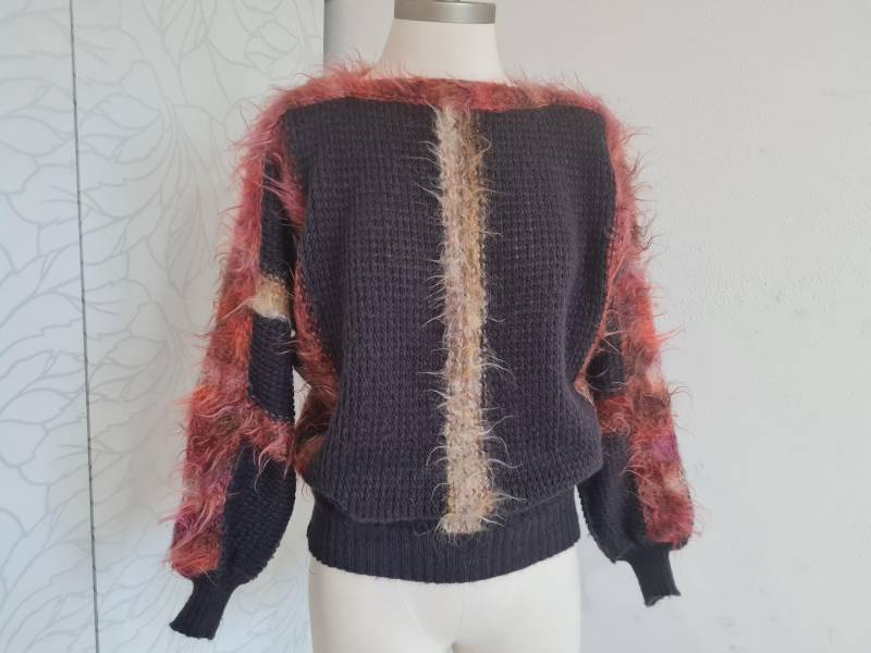Vintagepulli 80Er Mohairstreifen Winterpulli von uniqueMG