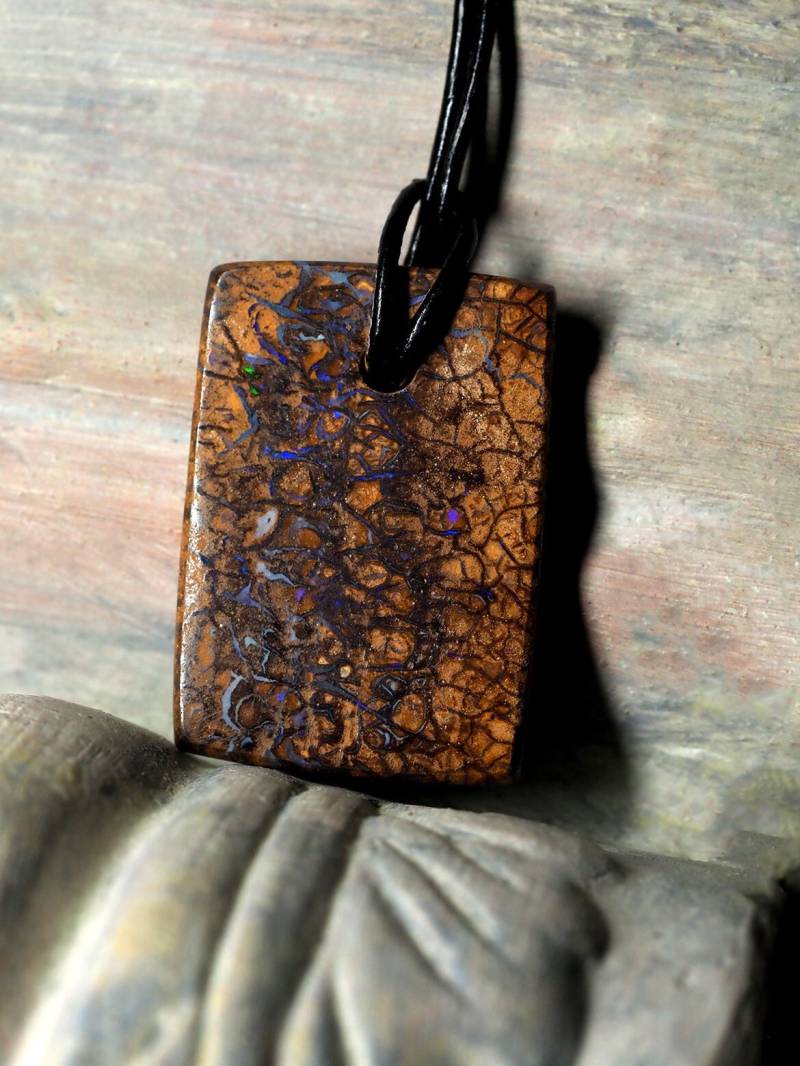 Boulder Opal Halskette Natürlicher Edelstein Gemusterter Herren Schmuck Make-Up Künstler Geschenk Maid Haushälterin Massage Therapeut Geschenkidee von uniquecrystaljewels