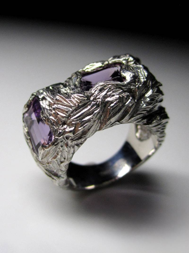 Großer Amethyst Ring Silber Herren Statement Juwelen Natürliches Lila Violett Edelstein Unisex Stein Schmuck Geschenk Für Ihn Ihre Edelsteine von uniquecrystaljewels
