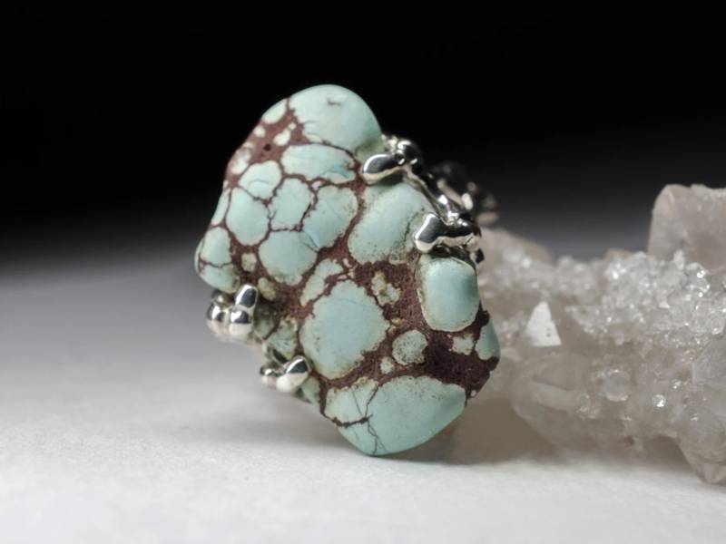 Herren Großer Türkis Silber Ring Natürlicher Edelstein Fein Unisex Schmuck Blau Dezember Birthstone Edelsteine 7, 25 Us-Größe von uniquecrystaljewels