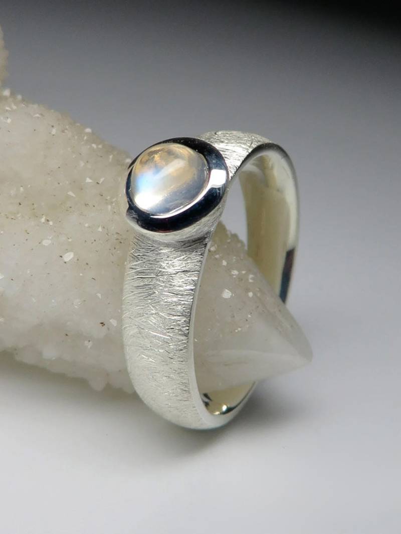 Mondstein Silber Ring Runden Cut Cabochon Unisex Schmuck Natürliche Adularia Partnerring Geschenk Für Sie Herren Ostergeschenk Vintage von uniquecrystaljewels