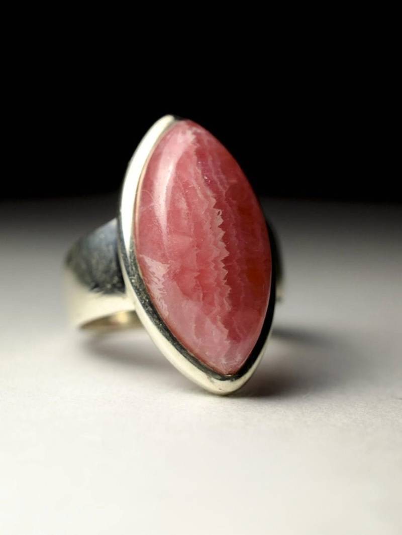 Rhodochrosit Ring Silber Natürliche Rosa Edelstein Herren Statement Juwelen Unisex Big Stein Schmuck Für Ihn Her Gems 8 Größe von uniquecrystaljewels