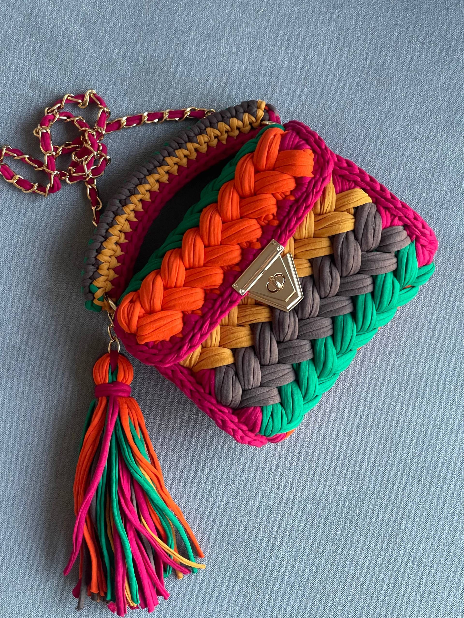 Gehäkelte Tasche, Capri Bunte Luxus Handgemachte Crossbody Gestrickte Schultertasche, Einzigartige Tasche Für Frauen, Geschenke Sie von uniquedesignbyipek