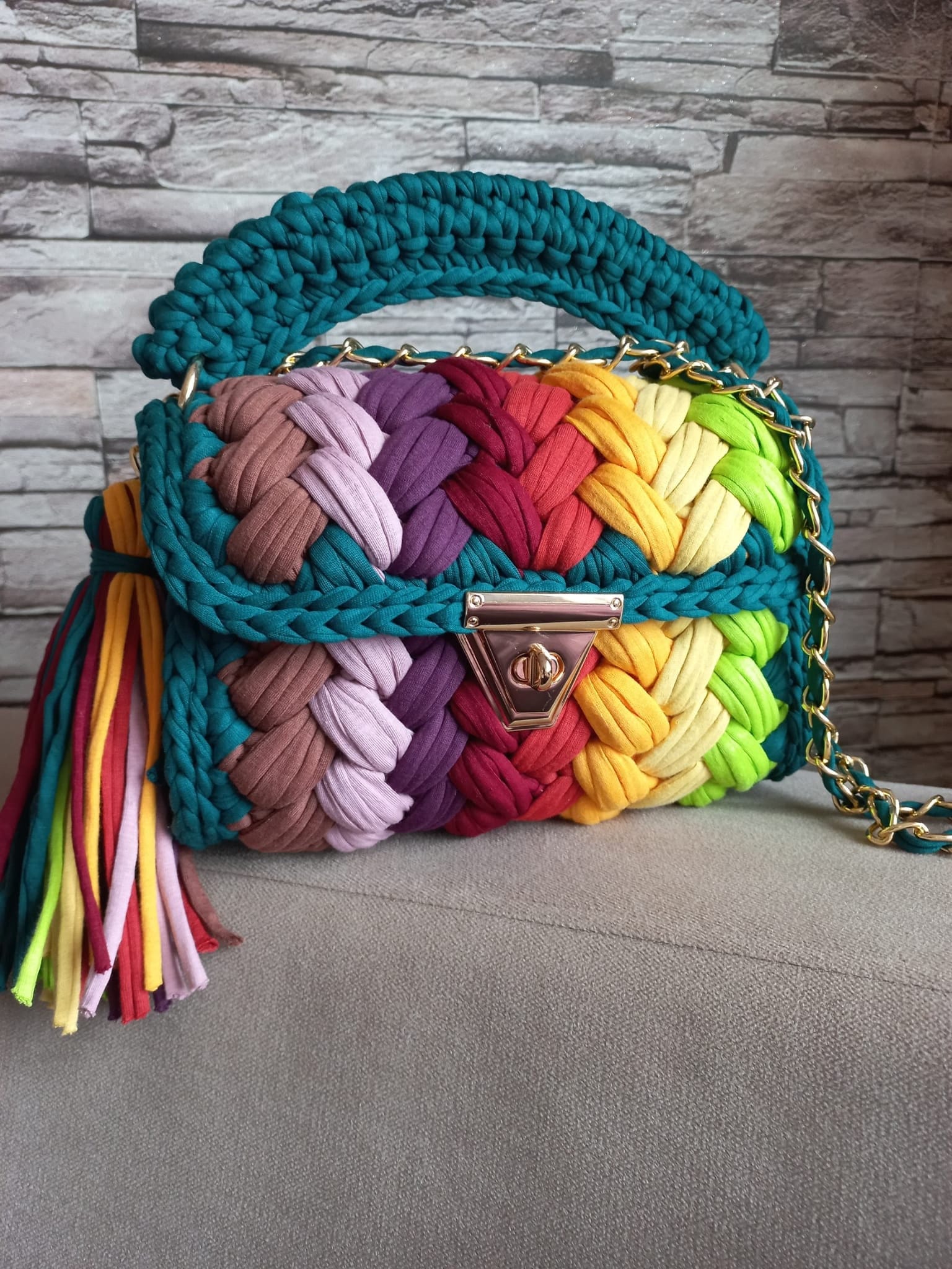 Gehäkelte Tasche, Capri-Luxustasche, Bunte Handgefertigte Luxustasche, Umhängetasche, Gestrickte Umhängetasche, Einzigartige Tasche Für Frauen von uniquedesignbyipek