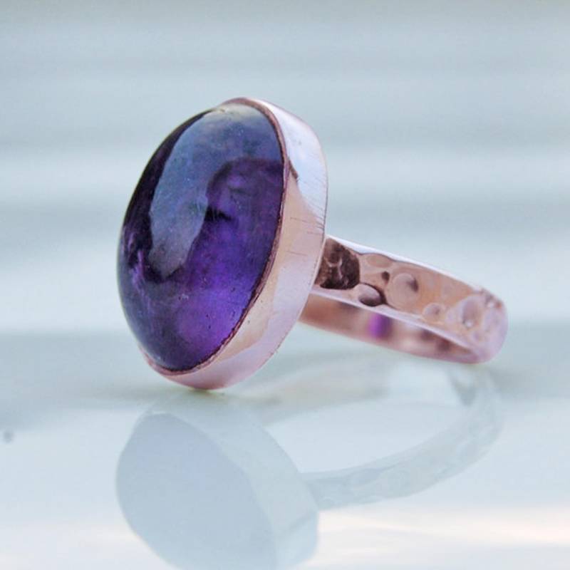 Amethyst 925 Sterling Silber Ring 18K Rose Gold Statement Schmuck von uniquegemsjewels