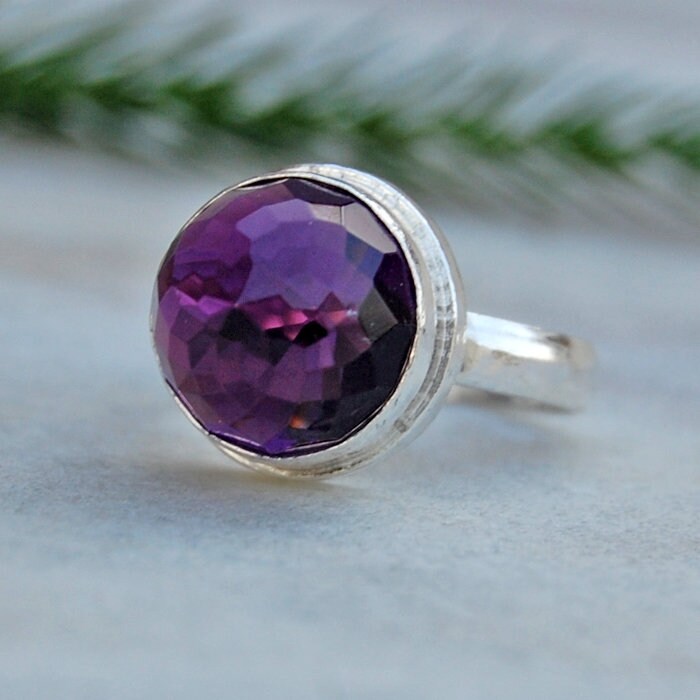 Amethyst Sterling Silber Ring Runder Rosenschliff Edelstein Schmuck Amethyst Sterling Silber Ring Runder Rosenschliff Edelstein Schmuck von uniquegemsjewels