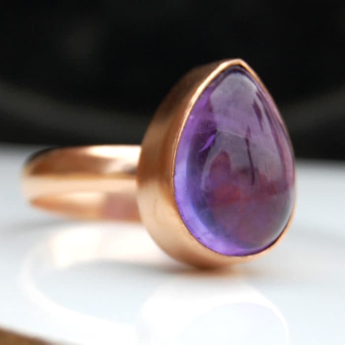 Birne Amethyst Ring 18K Rose Gold Sterling Silber Schmuck von uniquegemsjewels