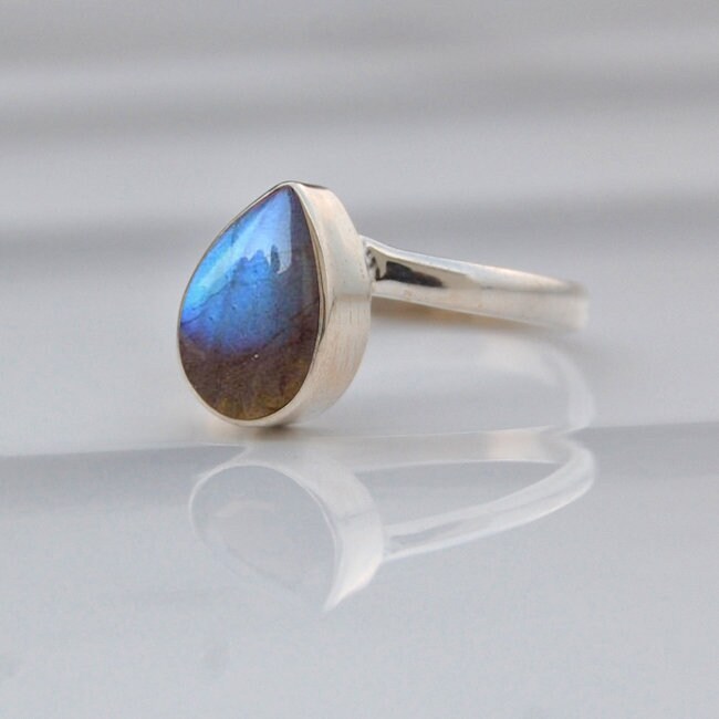 Birne Labradorit Sterling Silber Ring Blauer Edelstein Schmuck von uniquegemsjewels