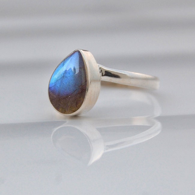 Birne Labradorit Sterling Silber Ring Blauer Edelstein Schmuck Birne Labradorit Sterling Silber Ring Blauer Edelstein Schmuck von uniquegemsjewels