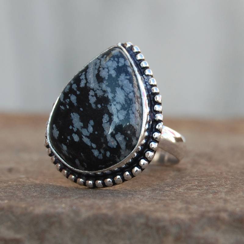 Birne Schneeflocke Jaspis Sterling Silber Ring - Sternzeichen-Stil von uniquegemsjewels